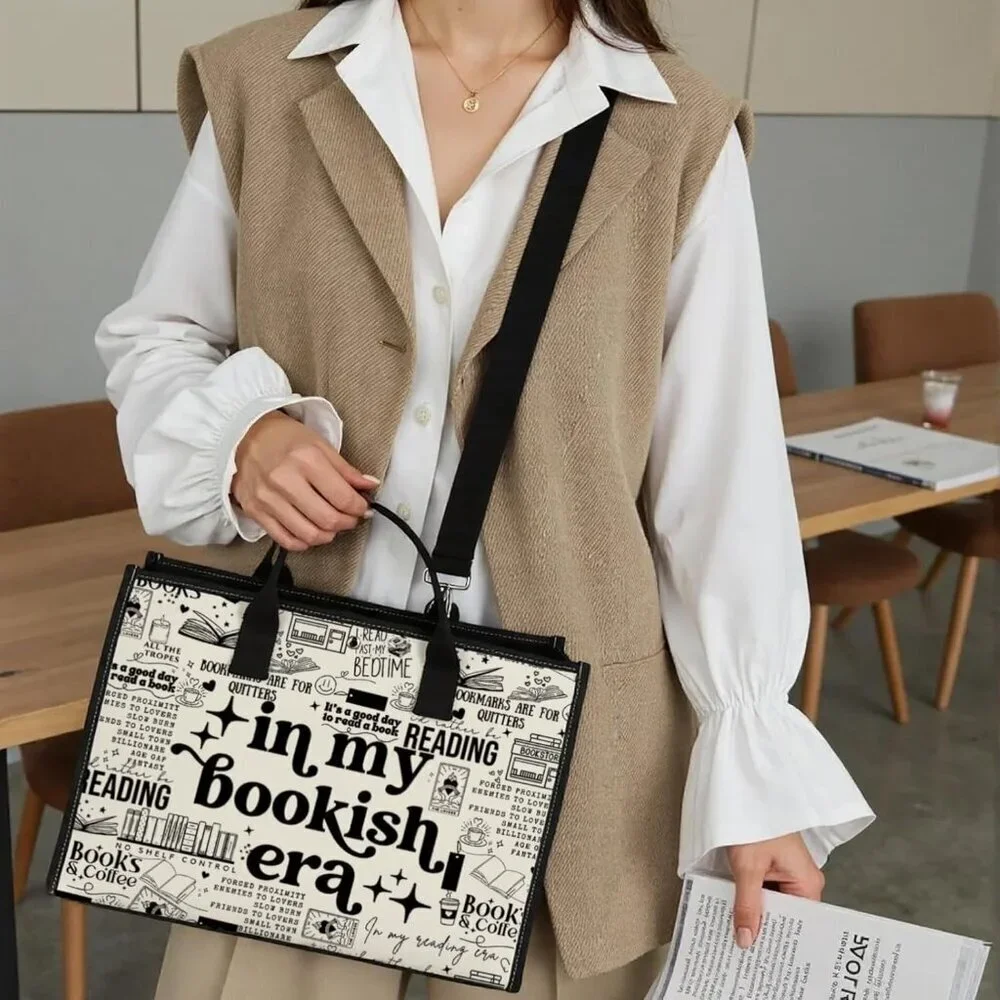 Bookish Canvas Tote Bag Reading Lover Gift Bookworm Shopper